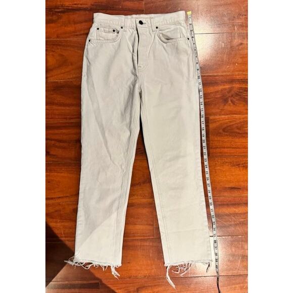 GRLFRND The Cassidy Mid Rise Straight Jeans White Raw Hem Size 26 - Picture 12 of 15